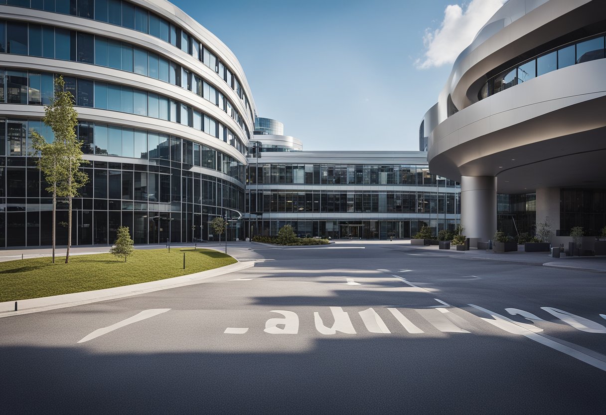 A large, modern office building with the Live Nation logo prominently displayed on the exterior. A busy parking lot and bustling entrance suggest a thriving business