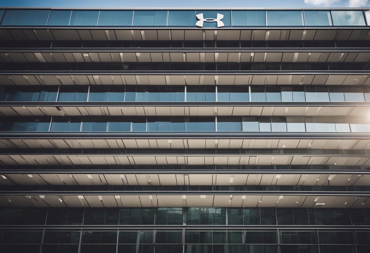 A corporate office with the Under Armour logo displayed prominently on the building facade