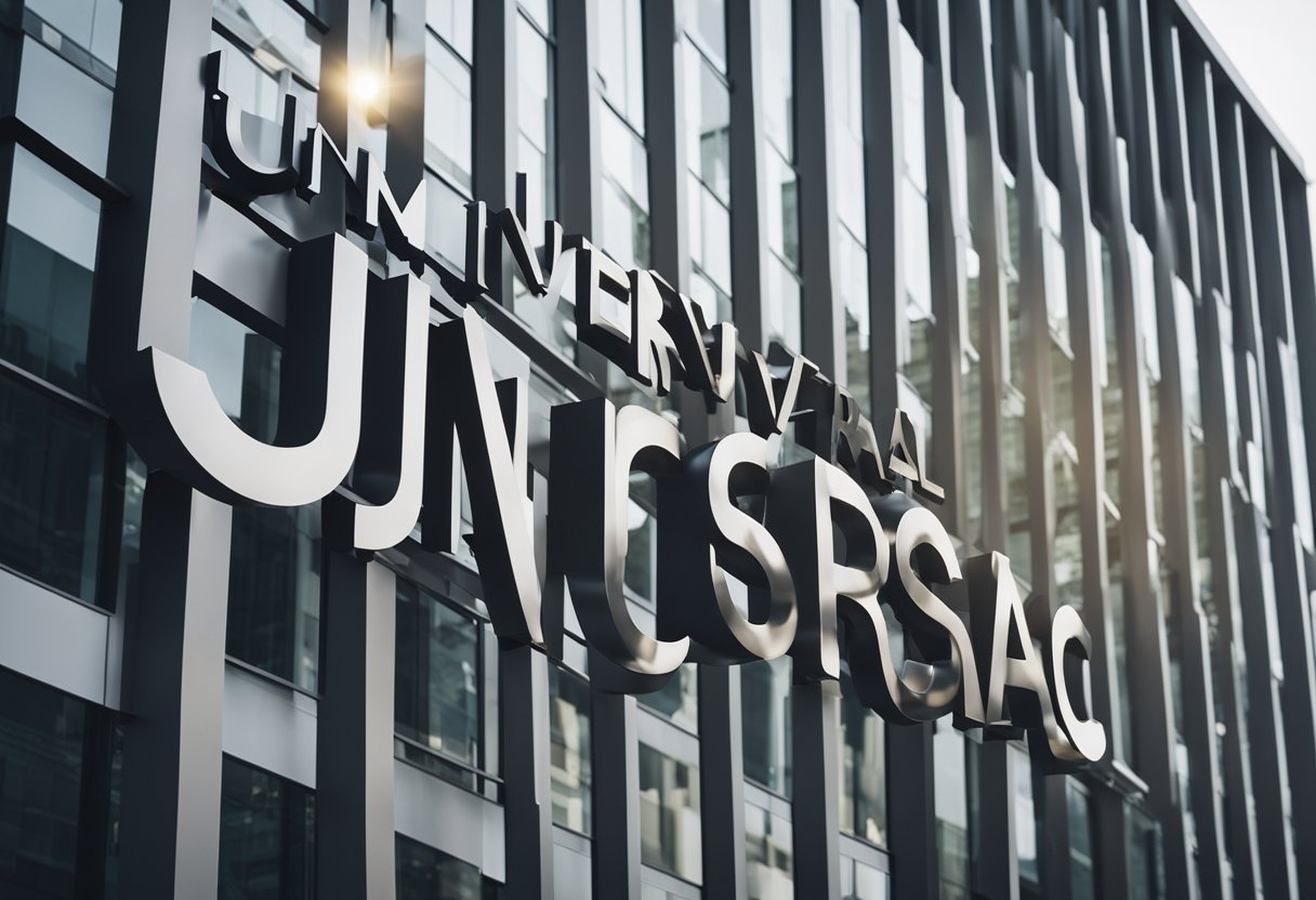 The Universal Music Group logo displayed prominently on a modern office building