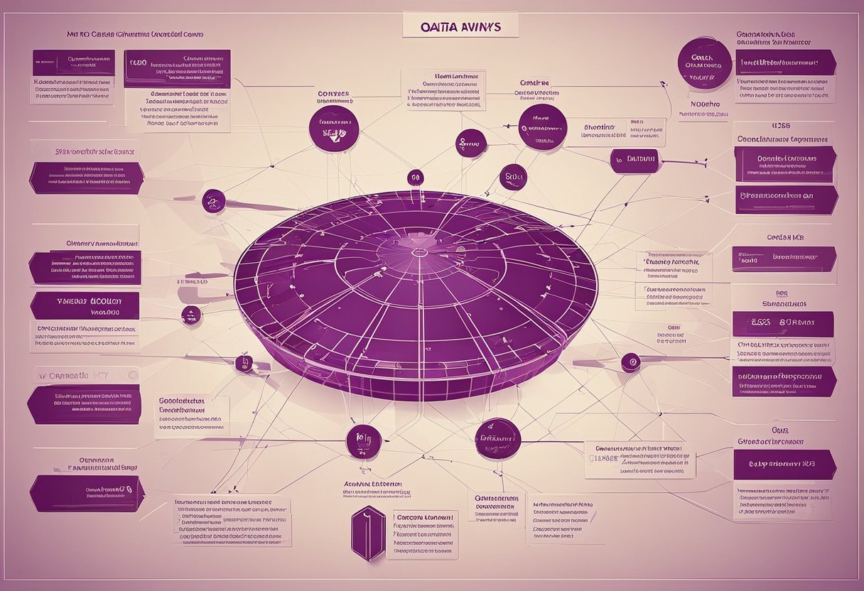 A diagram showing Qatar Airways at the center, with its various subsidiaries and stakeholders branching out from it in a hierarchical structure