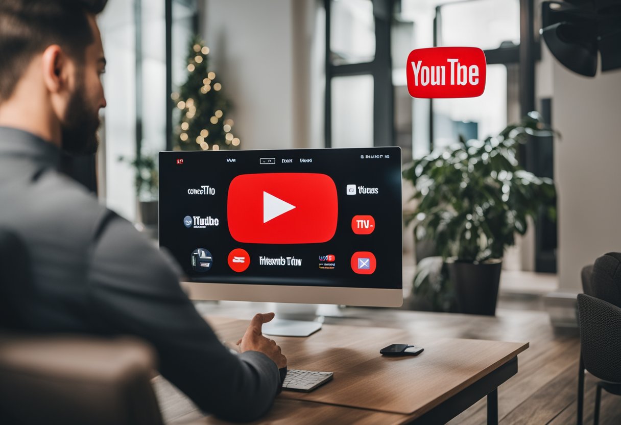 A customer using YouTube TV gives feedback via an online survey