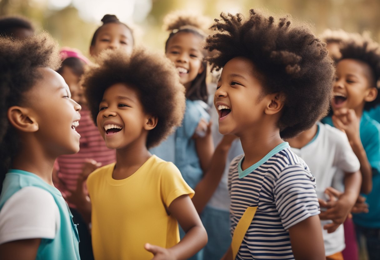 A group of children from diverse backgrounds dancing and singing along to Kidz Bop music, showcasing its cultural impact