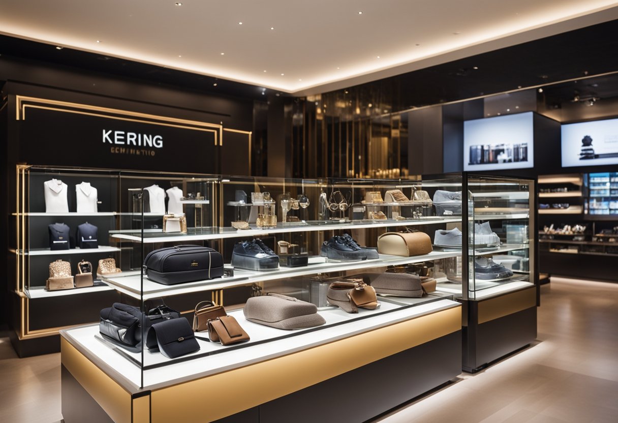 A display of luxury products in various categories owned by Kering