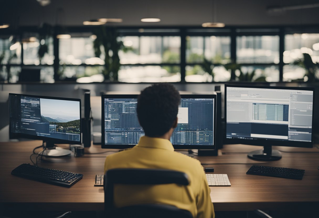 A person using a computer to search for property owners by address