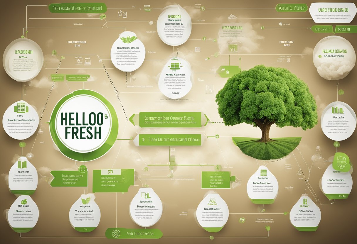 A flowchart showing the corporate structure of HelloFresh, with clear ownership and hierarchy indicated