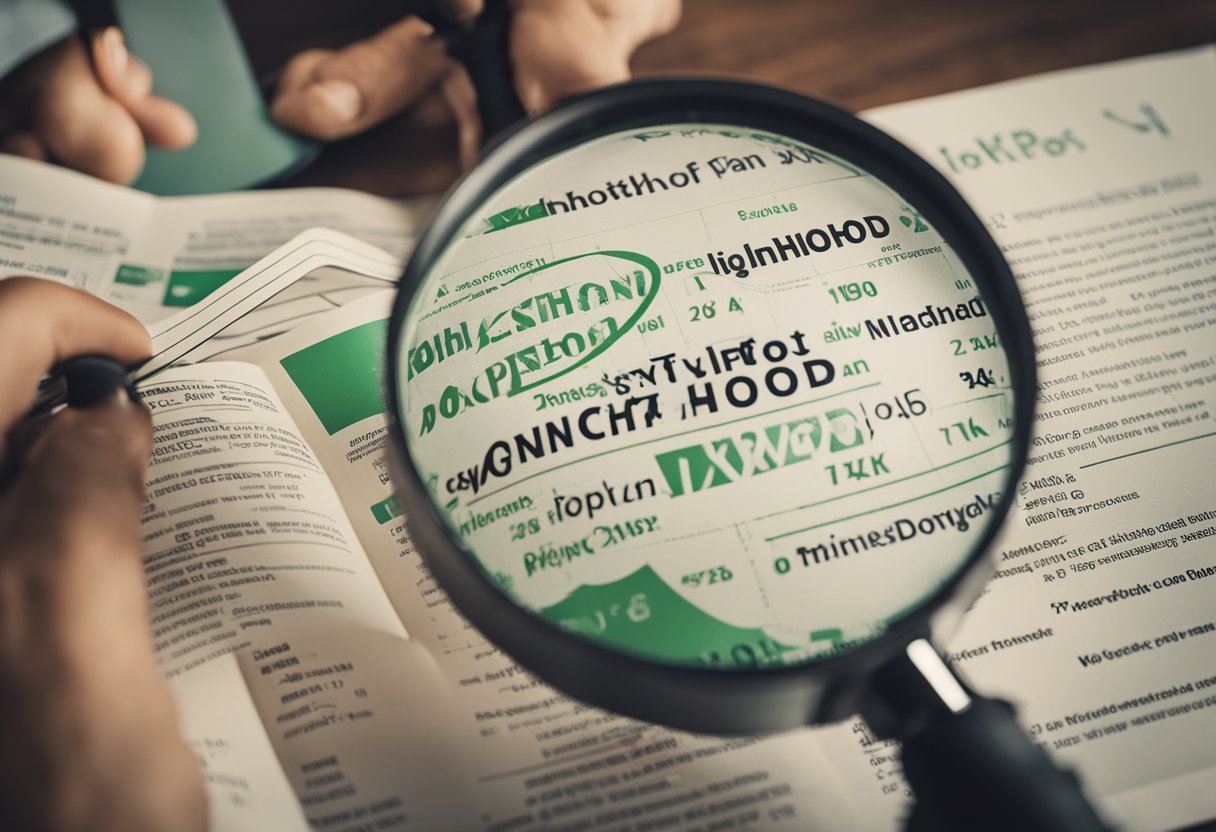 A group of people holding a magnifying glass over the Robinhood logo, while others watch and take notes