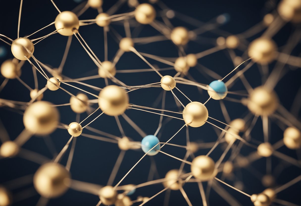 A network of interconnected nodes held by various entities