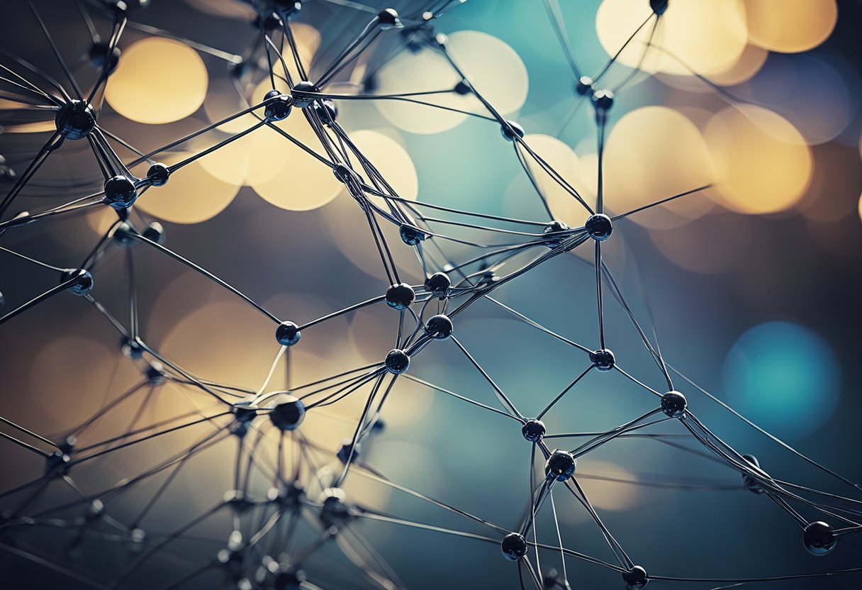 A network of interconnected nodes and lines, symbolizing affiliate partnerships