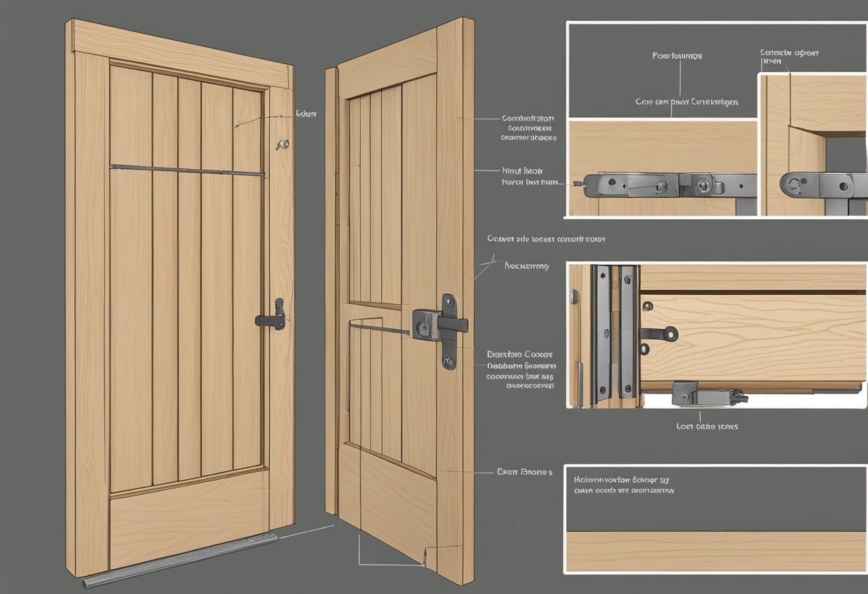A hollow core door is shown with hinges being notched and prepared for conversion into a barn door