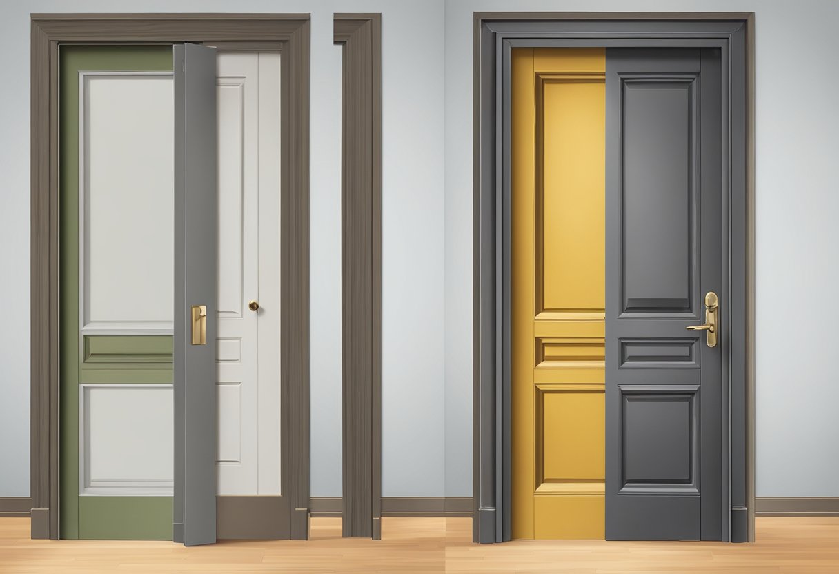 A hollow core door being painted with semi-gloss finish to resemble a barn door in 5 steps