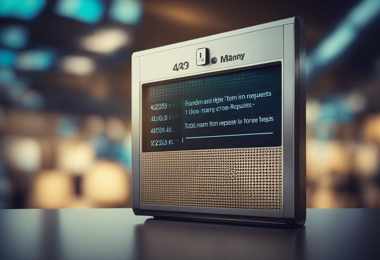 Uma interface digital lotada com a mensagem de erro "429 muitas solicitações" exibida no aplicativo Caixa Tem