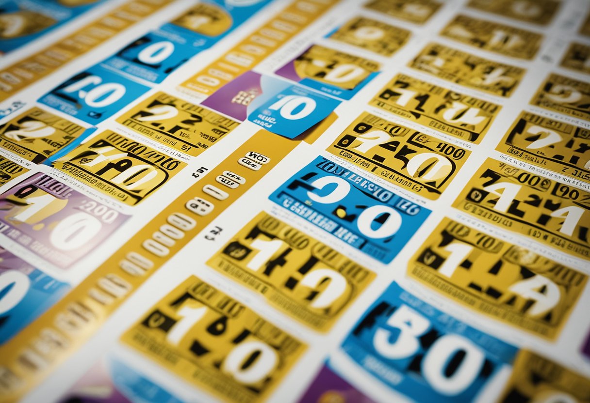 Um bilhete de loteria com 100 caixas numeradas, 20 das quais estão circuladas