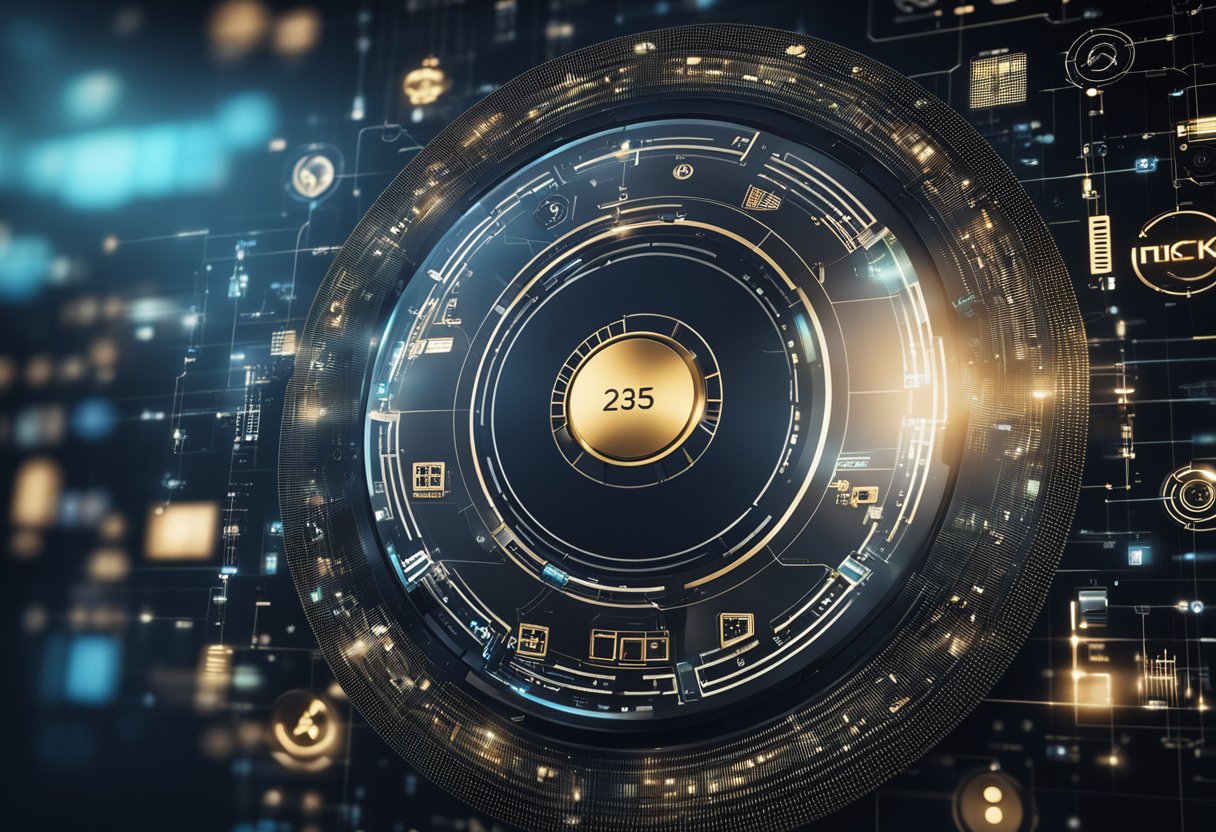 Um dispositivo digital exibindo tecnologia inovadora, com uma interface futurista e design elegante, cercado por símbolos e ícones de acesso digital.