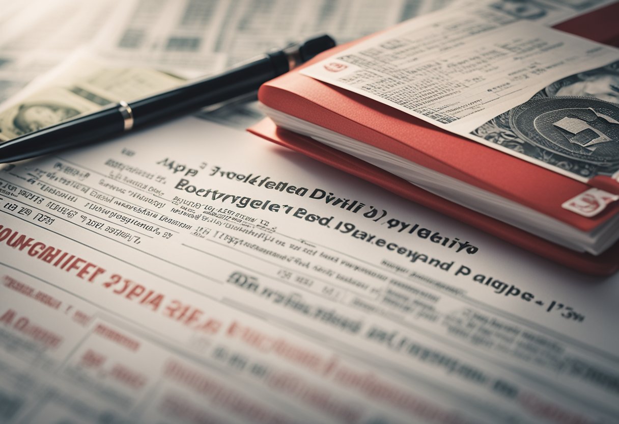 Os papéis de orçamento de uma família e um carimbo vermelho de "bloqueado"