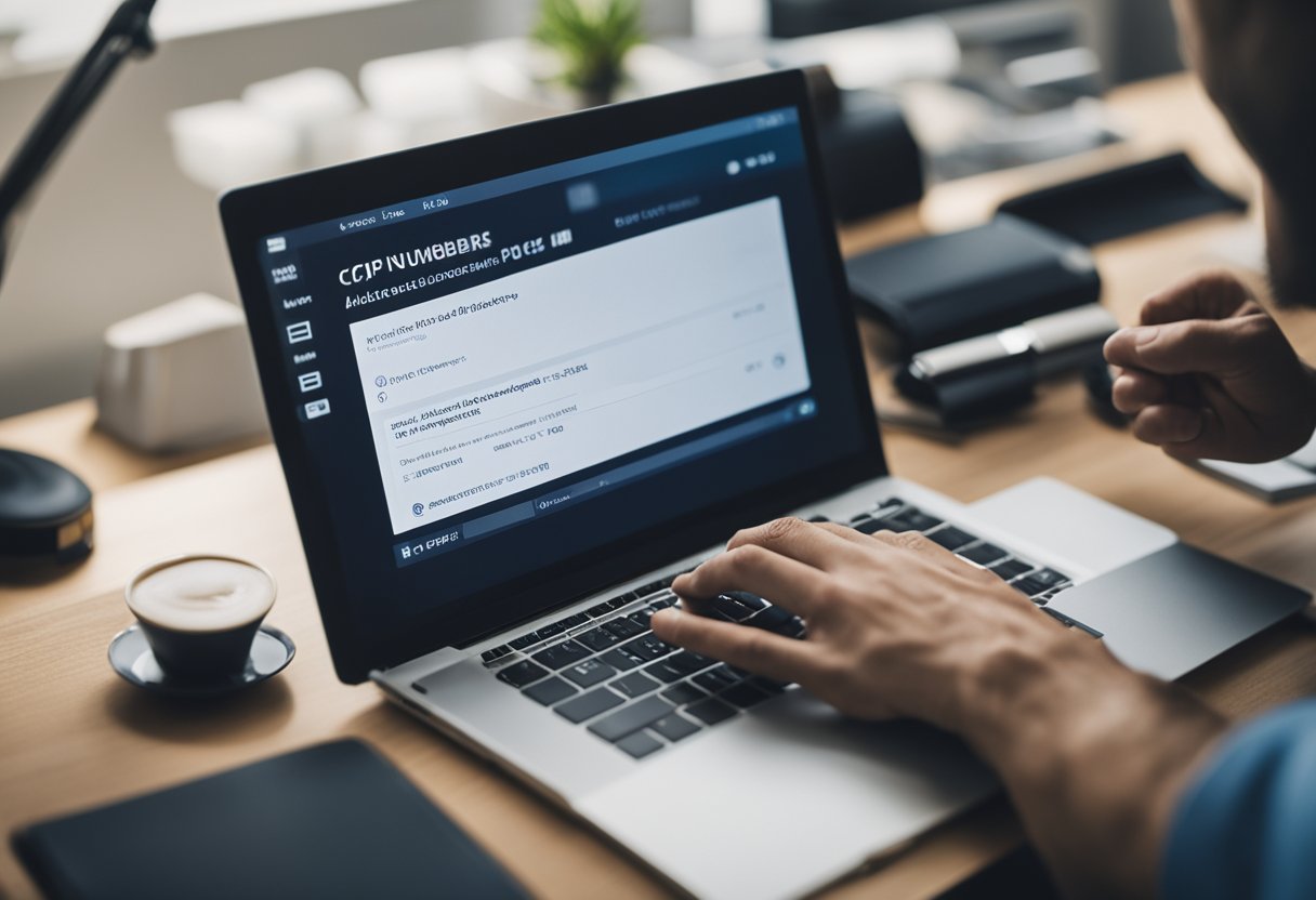 Uma pessoa usando um computador para procurar um endereço usando um número de CPF