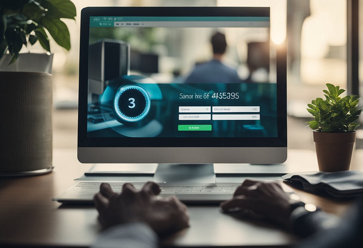Uma pessoa usando um computador para procurar um endereço usando um número de CPF
