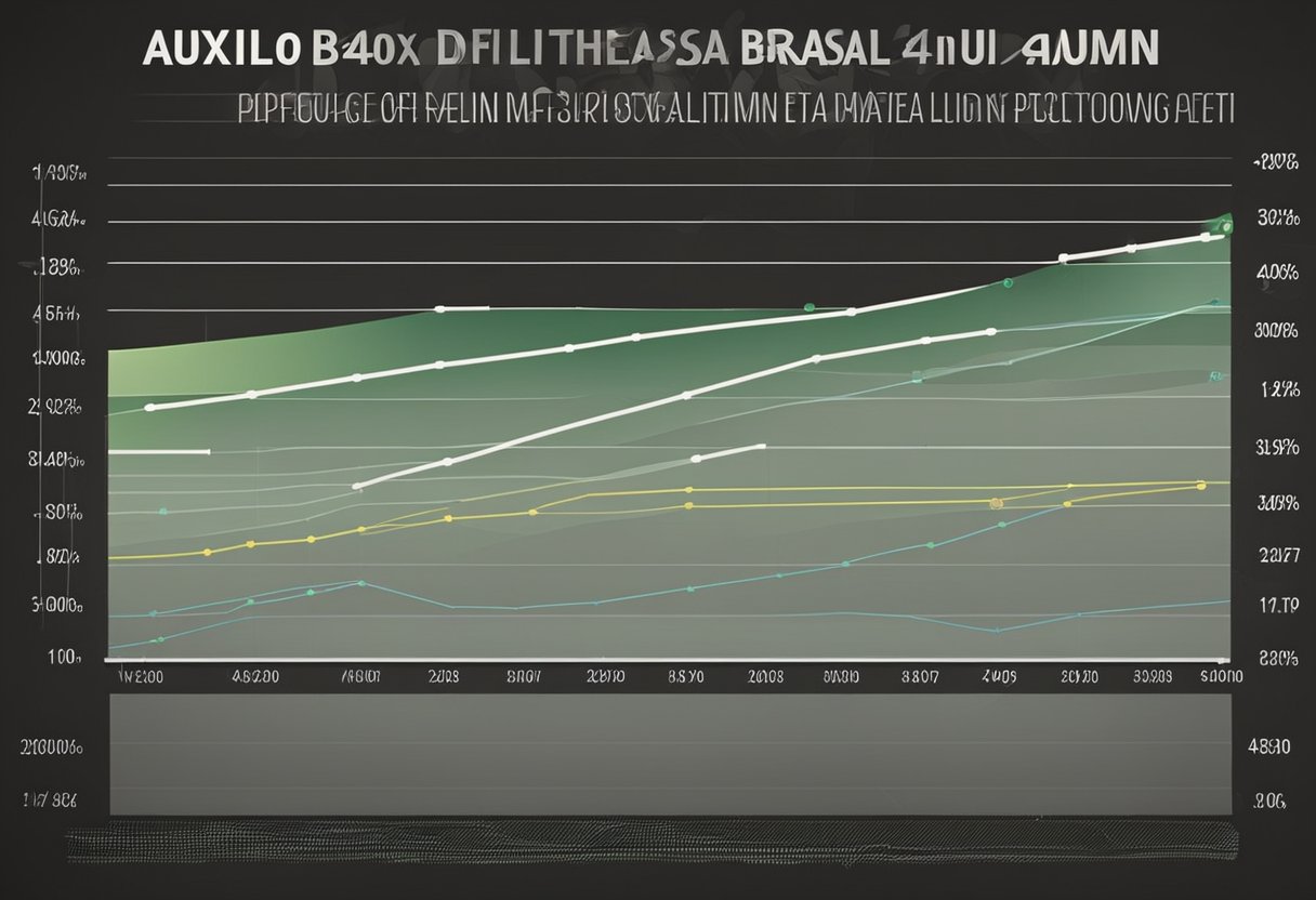 Um gráfico mostrando a diminuição no valor do programa Auxílio Brasil em março