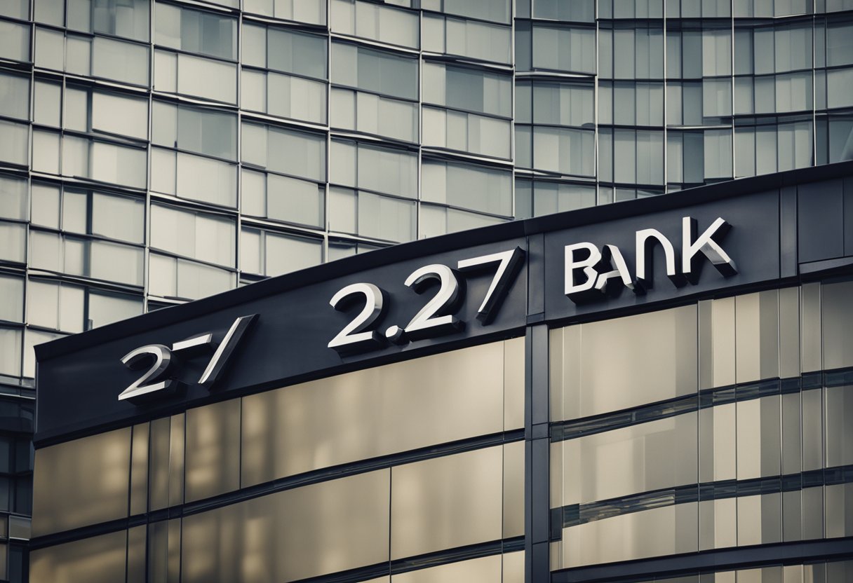 Um prédio de banco com o número 237 exibido de forma proeminente em sua fachada exterior