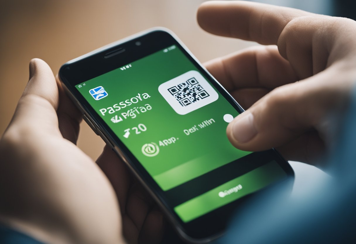 Uma pessoa digitando uma senha de 6 dígitos no aplicativo Caixa Tem em um smartphone