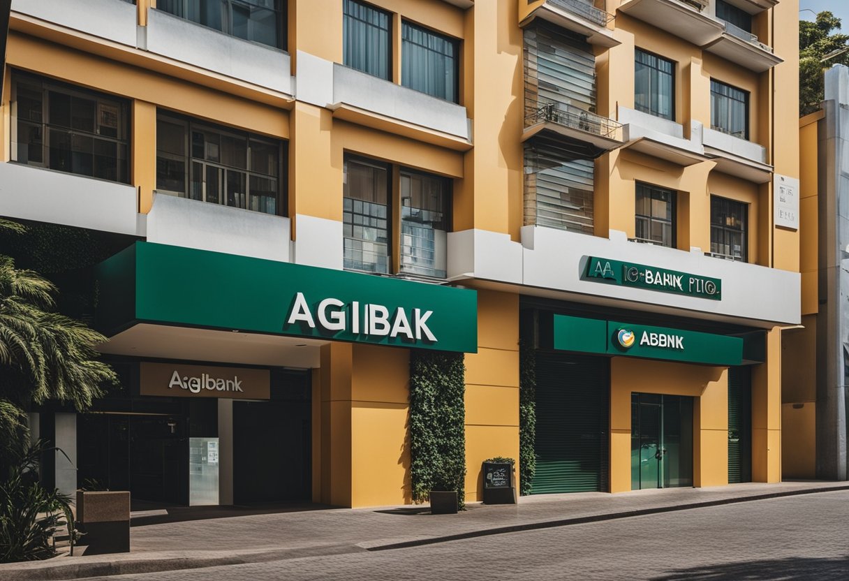 Uma vista da rua do Agibank em Porto Alegre, apresentando o exterior do prédio, a sinalização e a área ao redor