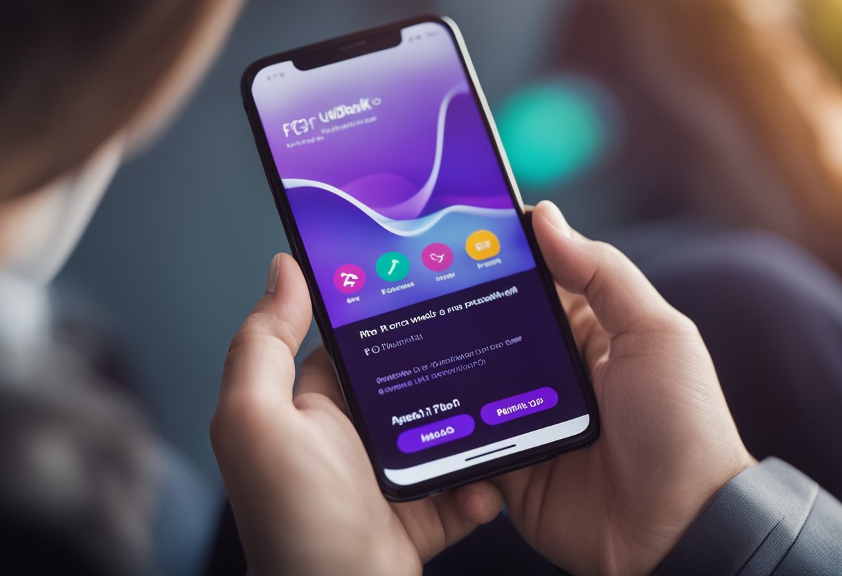 Uma pessoa usando um smartphone para acessar o aplicativo do Nubank e verificando se é possível antecipar a liberação dos seus fundos do FGTS.