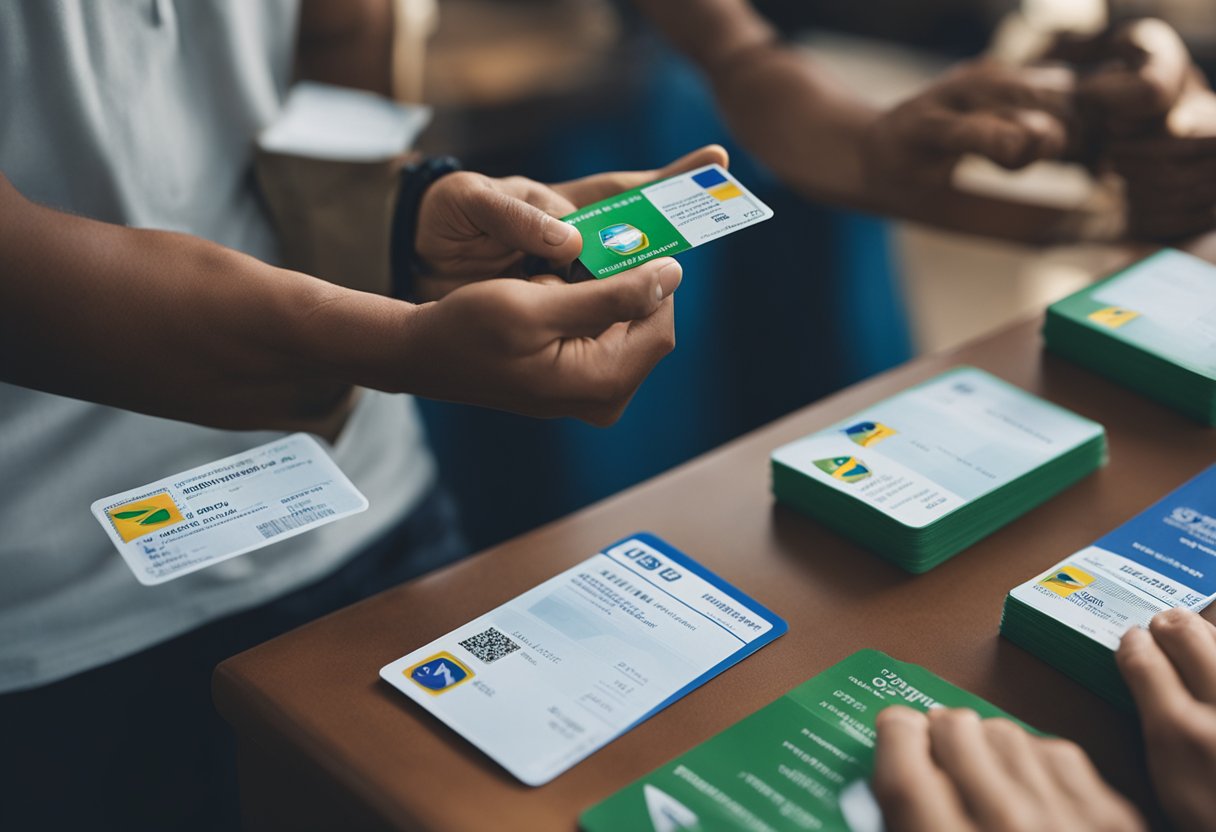 Uma pessoa recebendo seu cartão de auxílio Brasil pelo correio e ativando-o rapidamente para acessar seus benefícios.