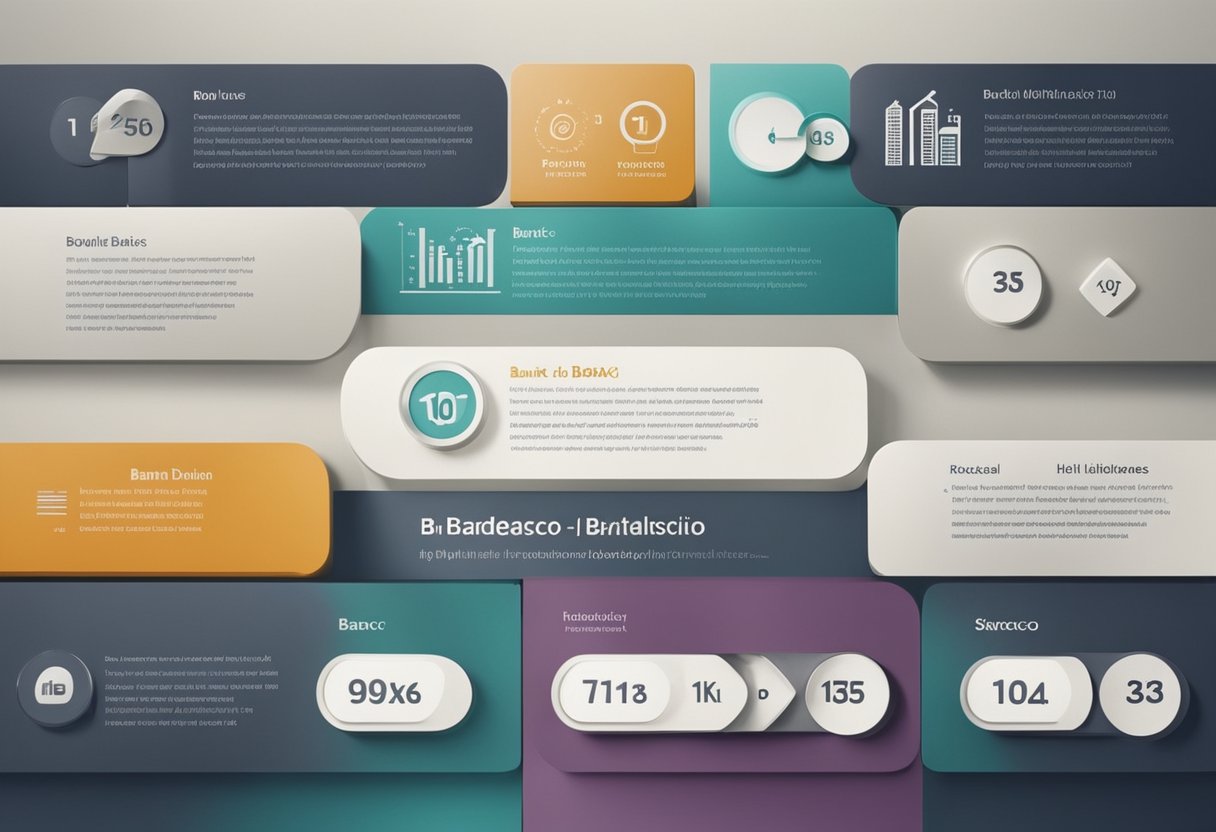Uma linha do tempo da evolução do Bank Daycoval e do Bradesco, do passado ao presente, com marcos importantes e logotipos