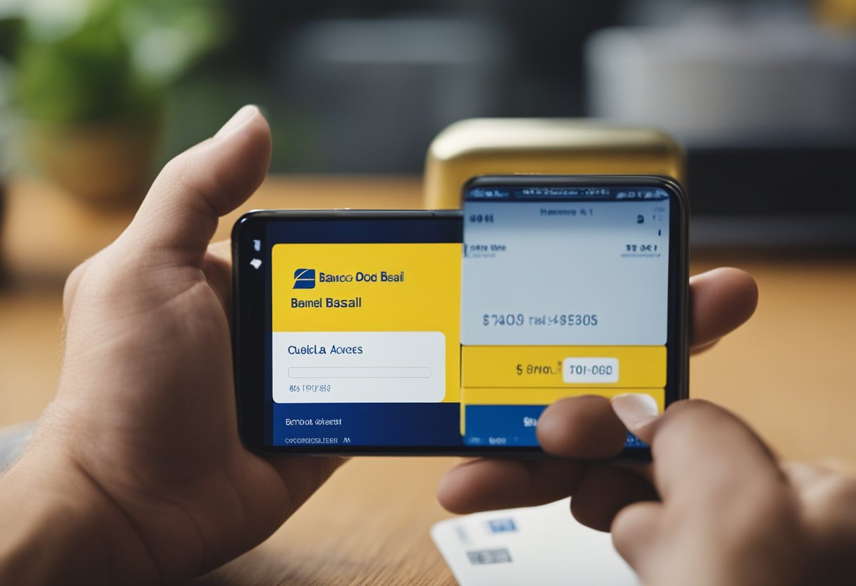 Uma pessoa usando um smartphone para abrir uma conta digital no Banco do Brasil. Ela está acessando o site ou o aplicativo do banco para completar o processo.