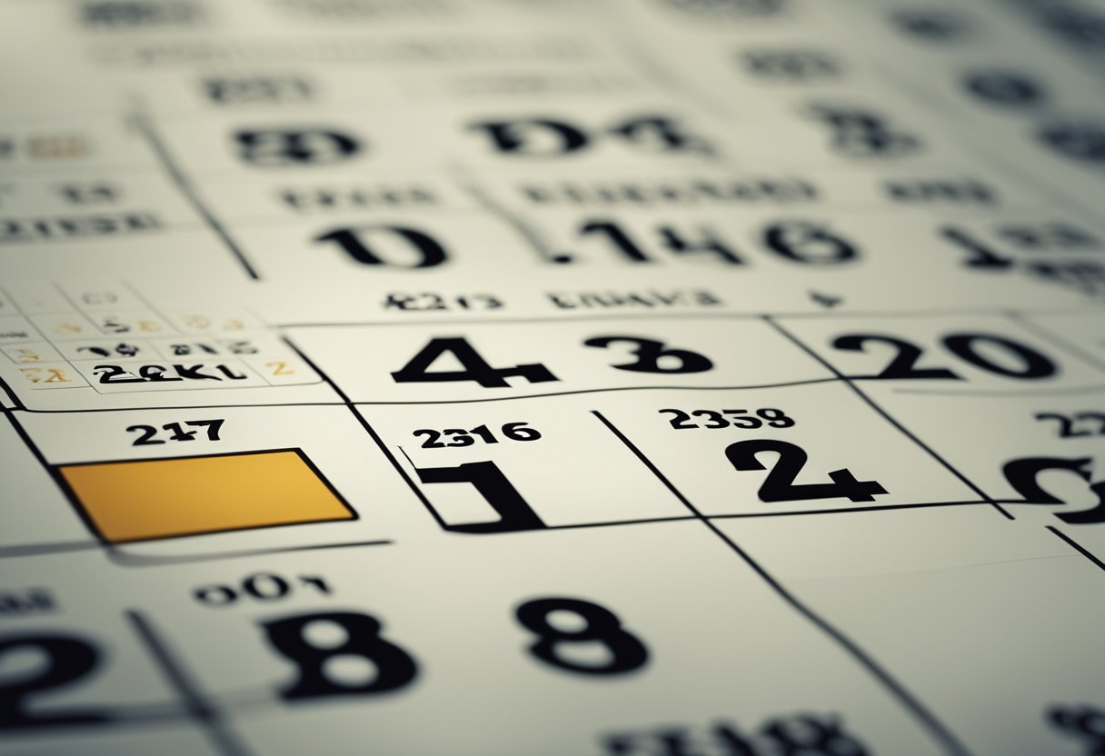 Um calendário com uma data de sexta-feira marcada e um cheque bancário caindo em uma fenda rotulada "Prazos do Banco de Compensação."