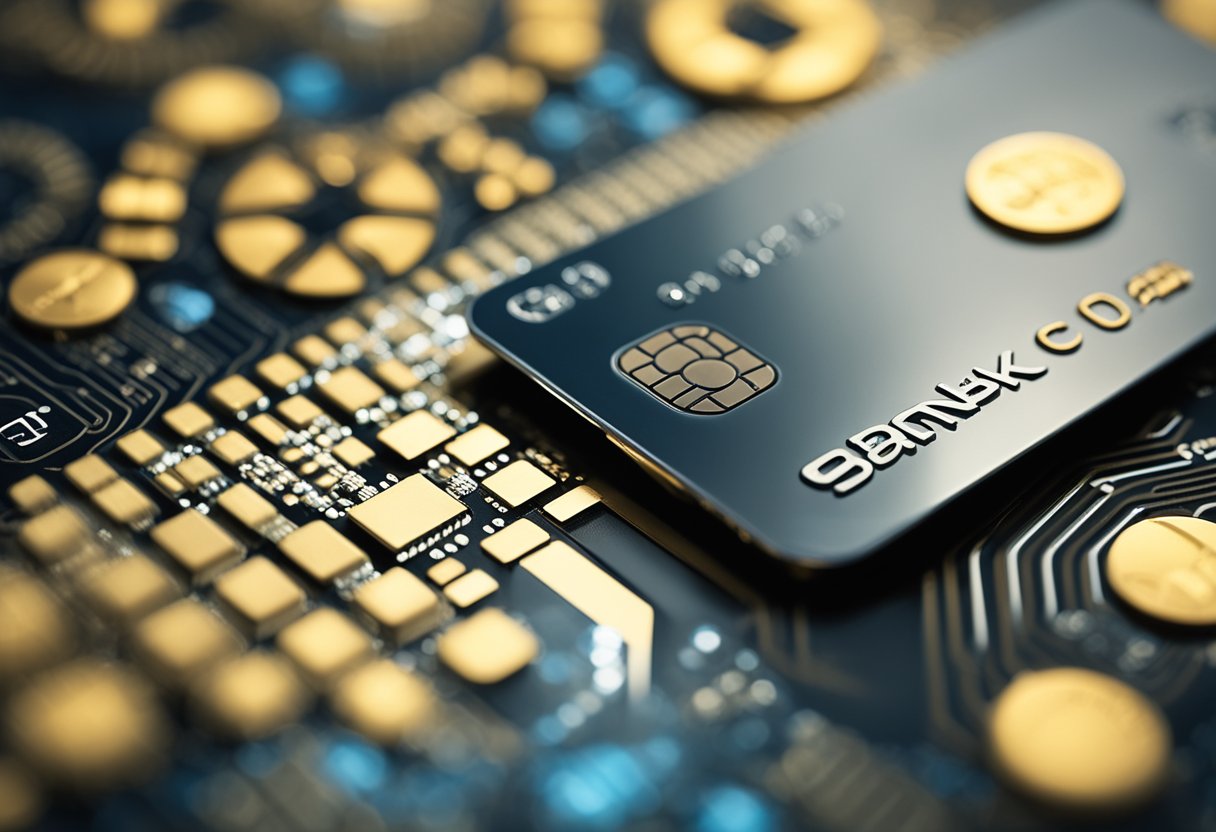 Uma parceria de cartão de crédito entre o C6 Bank e a TIM, com os dois logotipos exibidos em destaque, cercados por símbolos representando serviços financeiros e de telecomunicações.