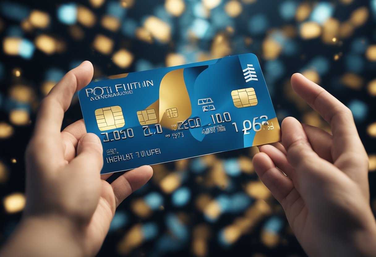 Cartões de crédito flutuando acima de mãos abertas, cada um com um cadeado único preso, simbolizando acesso universal com uma condição