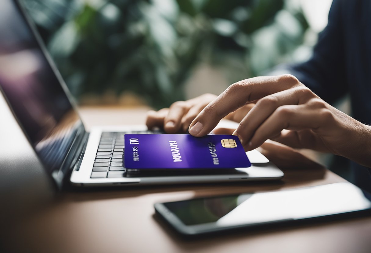 Uma pessoa usando um smartphone para solicitar um cartão de crédito Nubank online