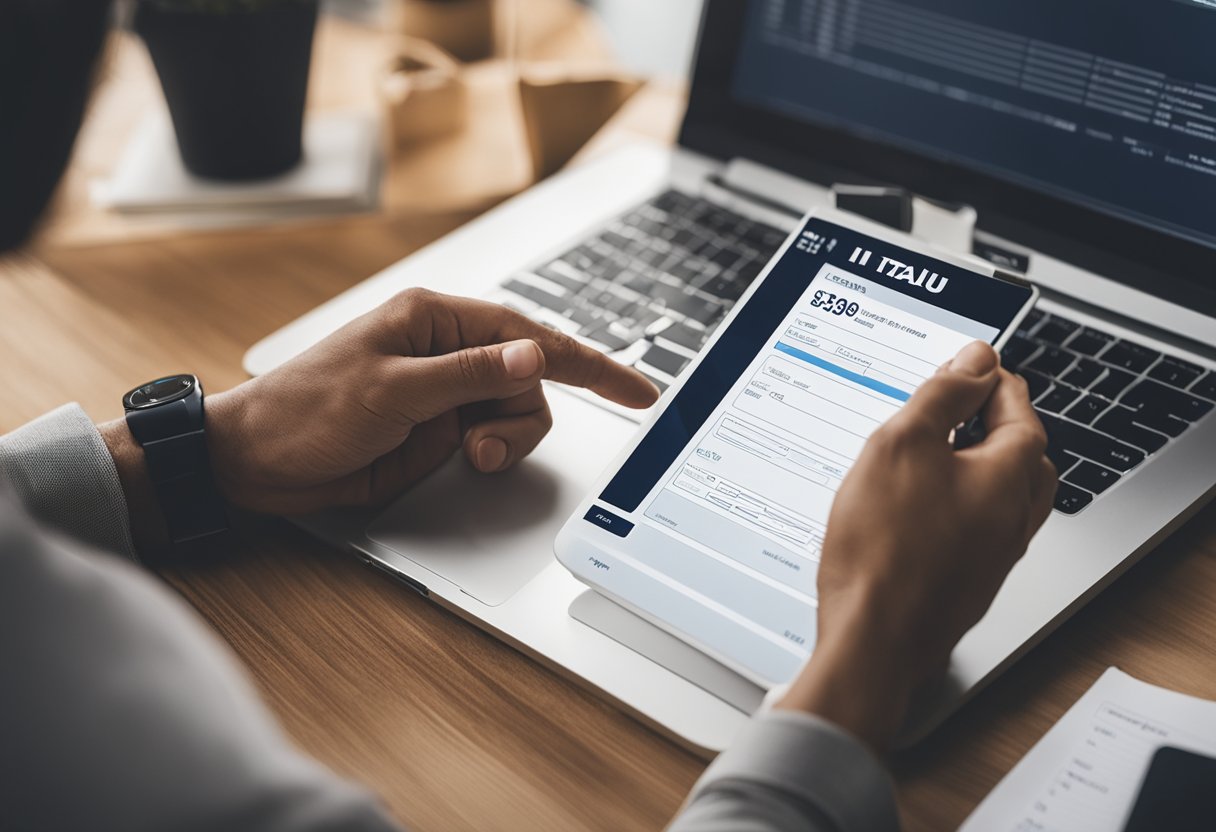 Uma pessoa em um computador preenchendo um formulário online para solicitar um Cartão de Crédito Pré-Pago Itaú