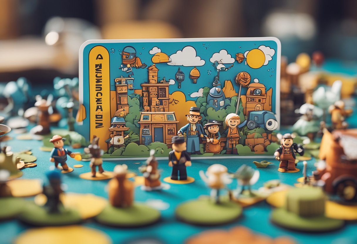 Uma cena colorida com o cartão Mesada da Turma da Mônica cercado por personagens e elementos brincalhões da tirinha.