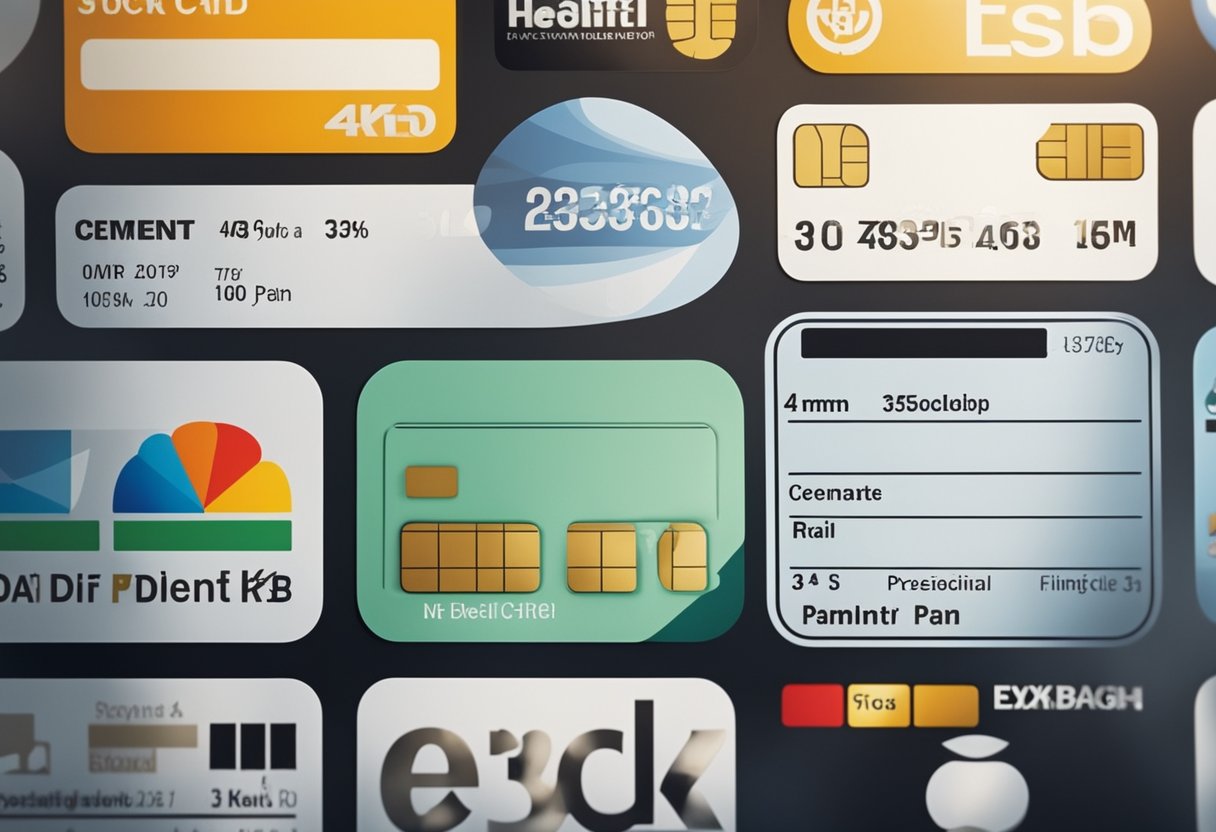 Um cartão Pan com os símbolos de crédito e débito, cercado por vários ícones de pagamento