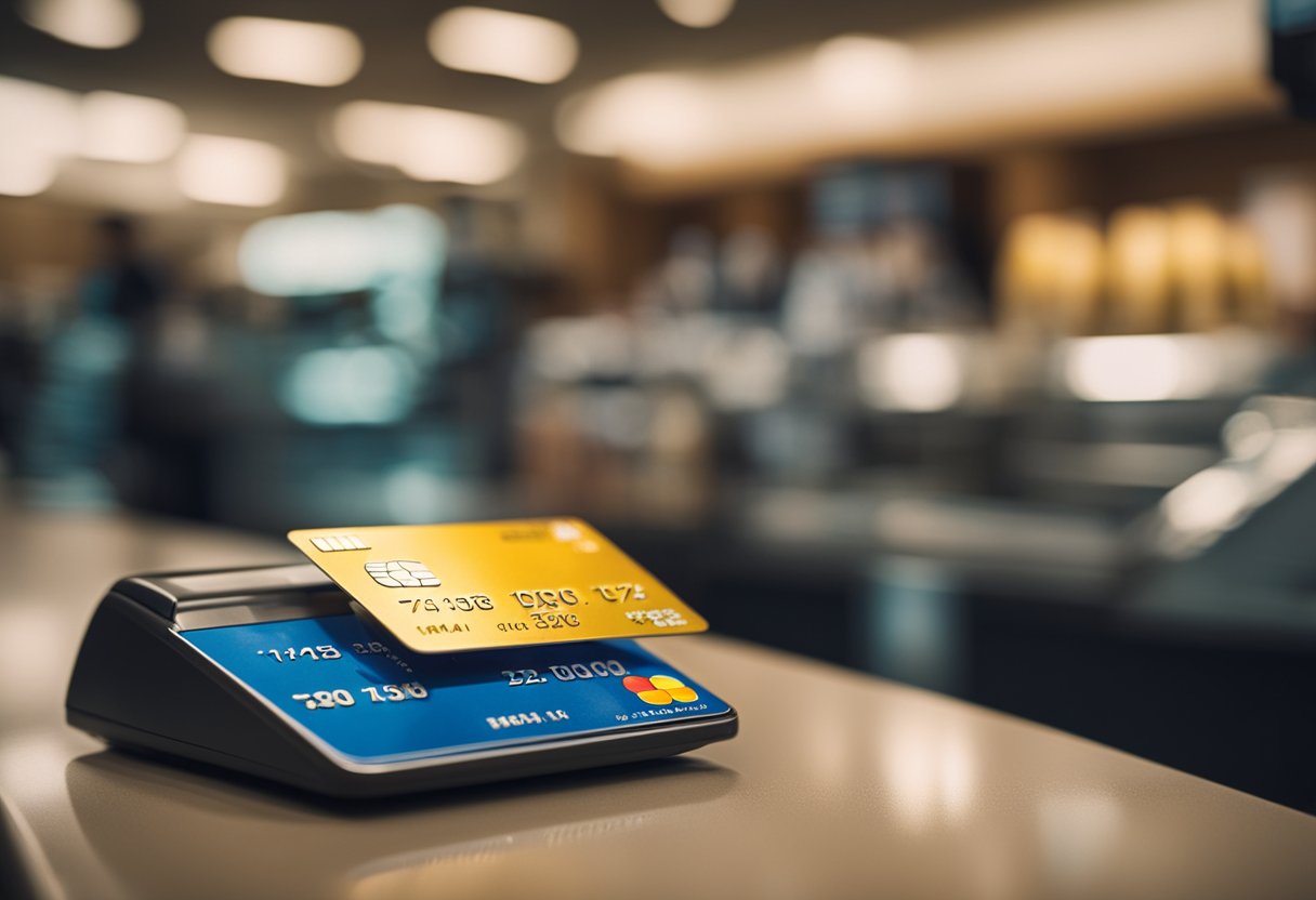 Um cartão de crédito Pernambucanas sendo usado para uma compra no balcão da loja