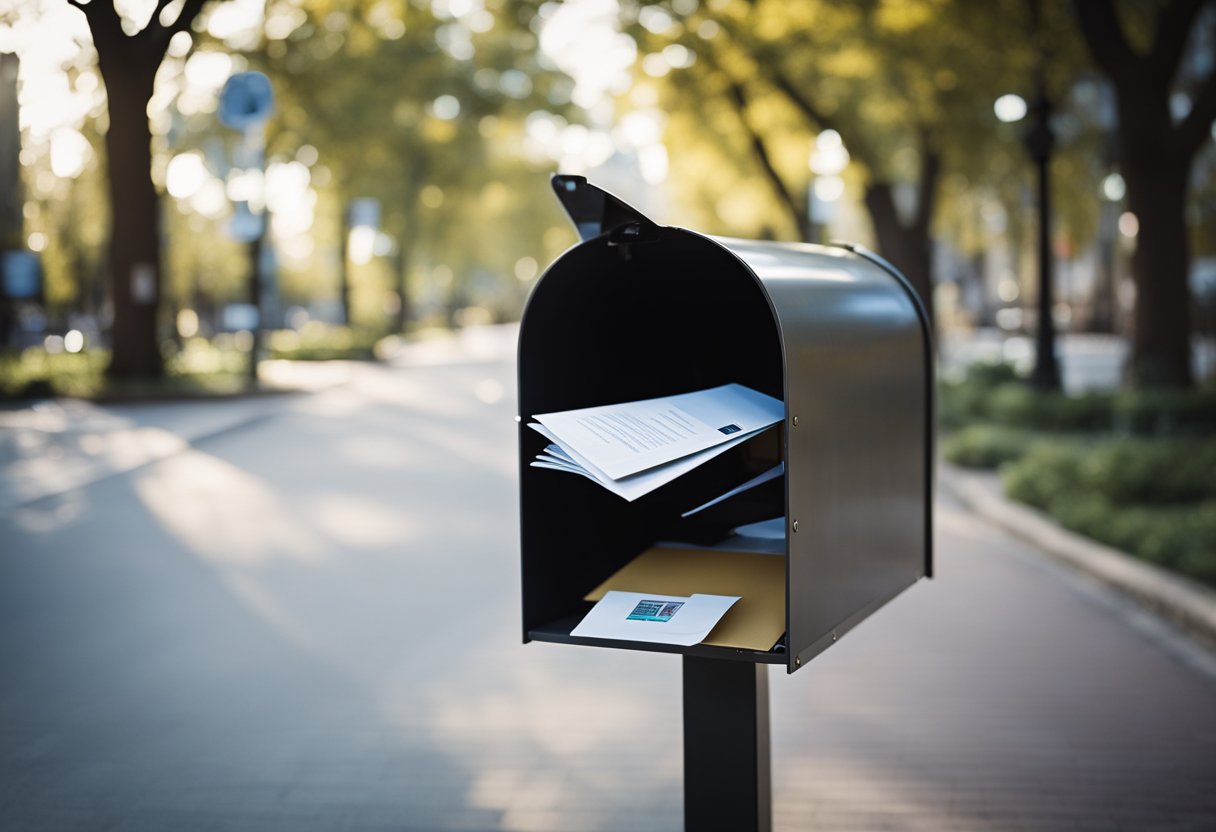 Uma caixa de correio vazia com uma pessoa desapontada olhando para dentro