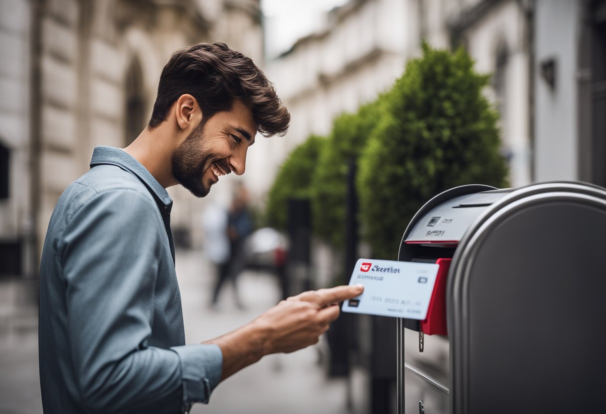 Uma pessoa aguarda ansiosamente a chegada de seu cartão Santander SX, verificando sua caixa de correio diariamente.