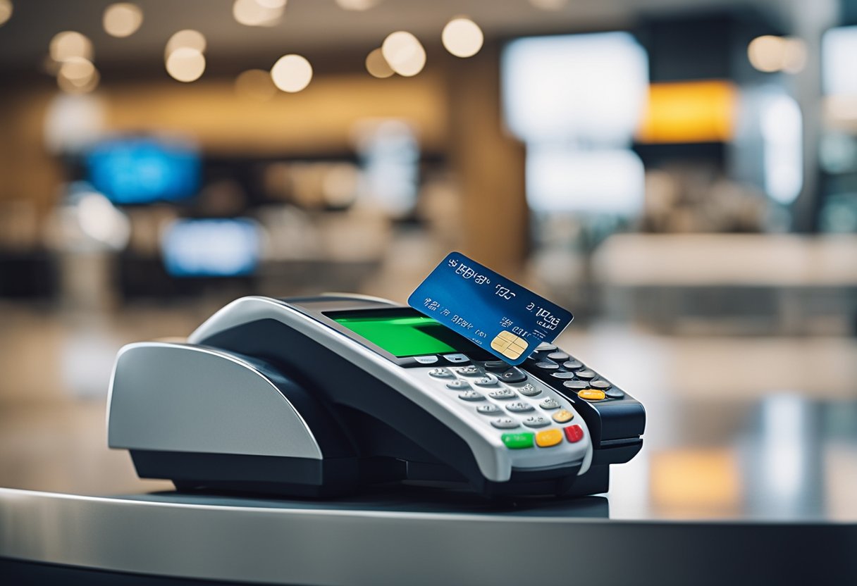 Um cartão de crédito ou débito Superdigital sendo passado em um terminal de pagamento