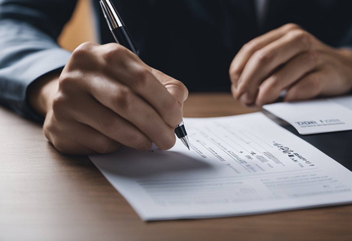 Uma pessoa em uma mesa preenchendo um formulário com um logo da Torra Torra nele.