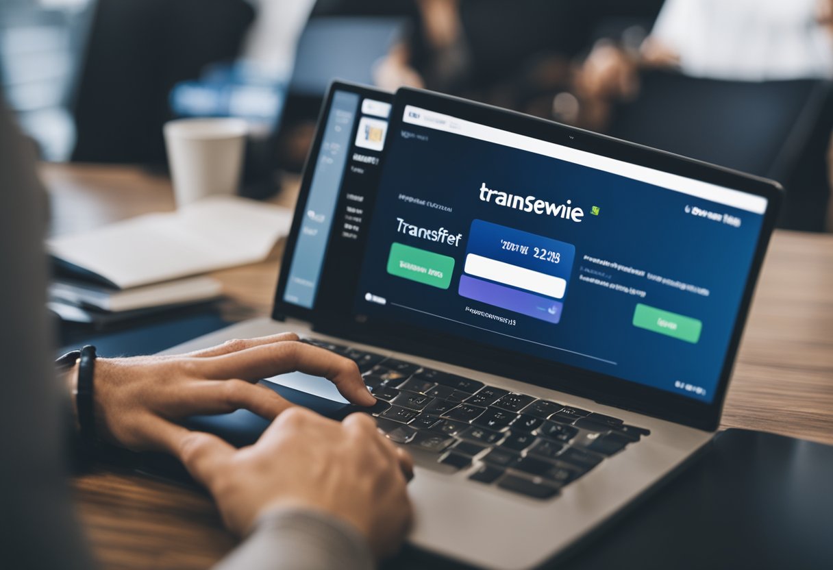 Uma pessoa usando um computador para solicitar um cartão TransferWise online