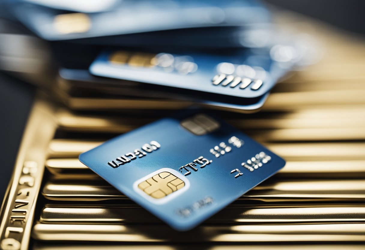 Uma pilha de cartões de crédito com limites altos sendo liberados de um cofre