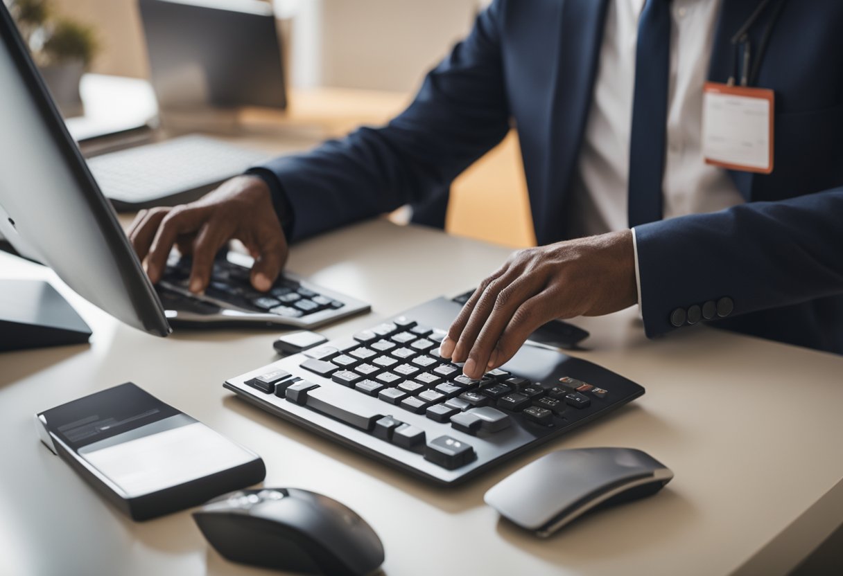 Uma pessoa usando um computador para completar um cadastro no banco Bradesco e os primeiros passos