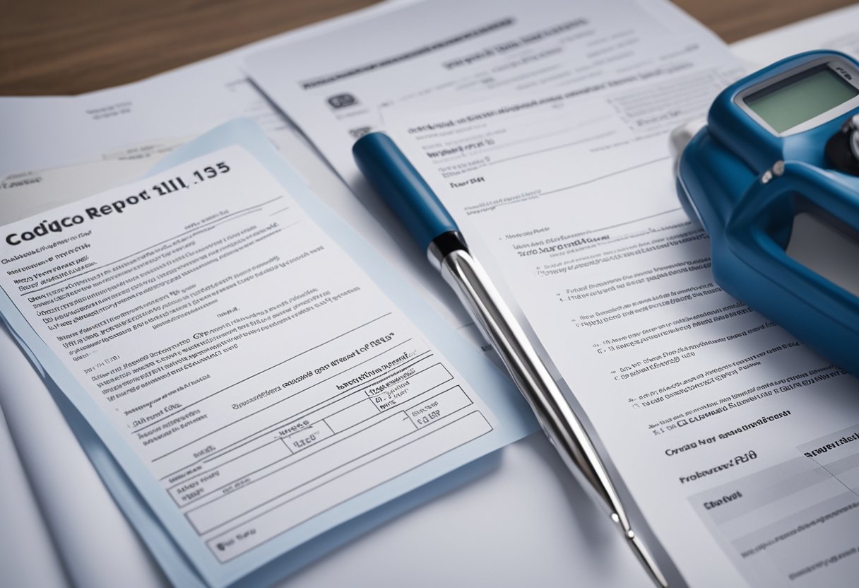 Uma pessoa com um laudo médico e um documento oficial rotulado "código 1163 INSS" buscando assistência por doença