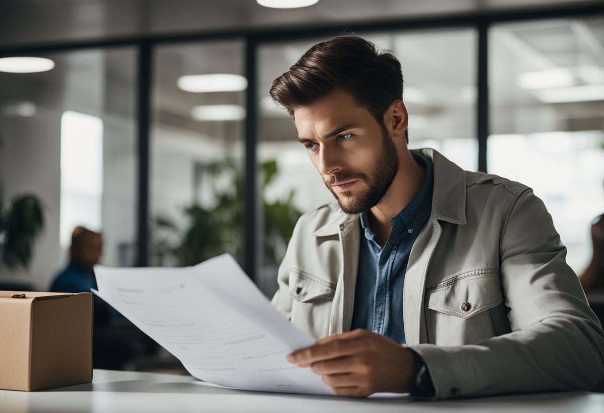 Uma pessoa lendo um documento com o título "Código 216 do INSS" e uma expressão confusa no rosto.