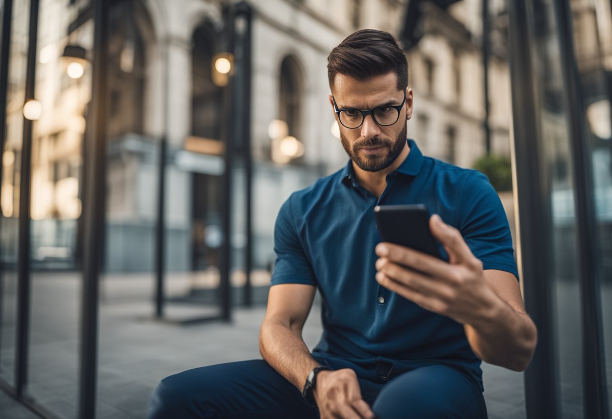 Uma pessoa frustrada olhando para um smartphone com o aplicativo Caixa Tem aberto, tentando entender e resolver o código de erro 43.