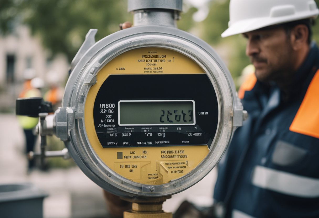 Um hidrômetro sendo desligado por um trabalhador da concessionária devido a contas não pagas