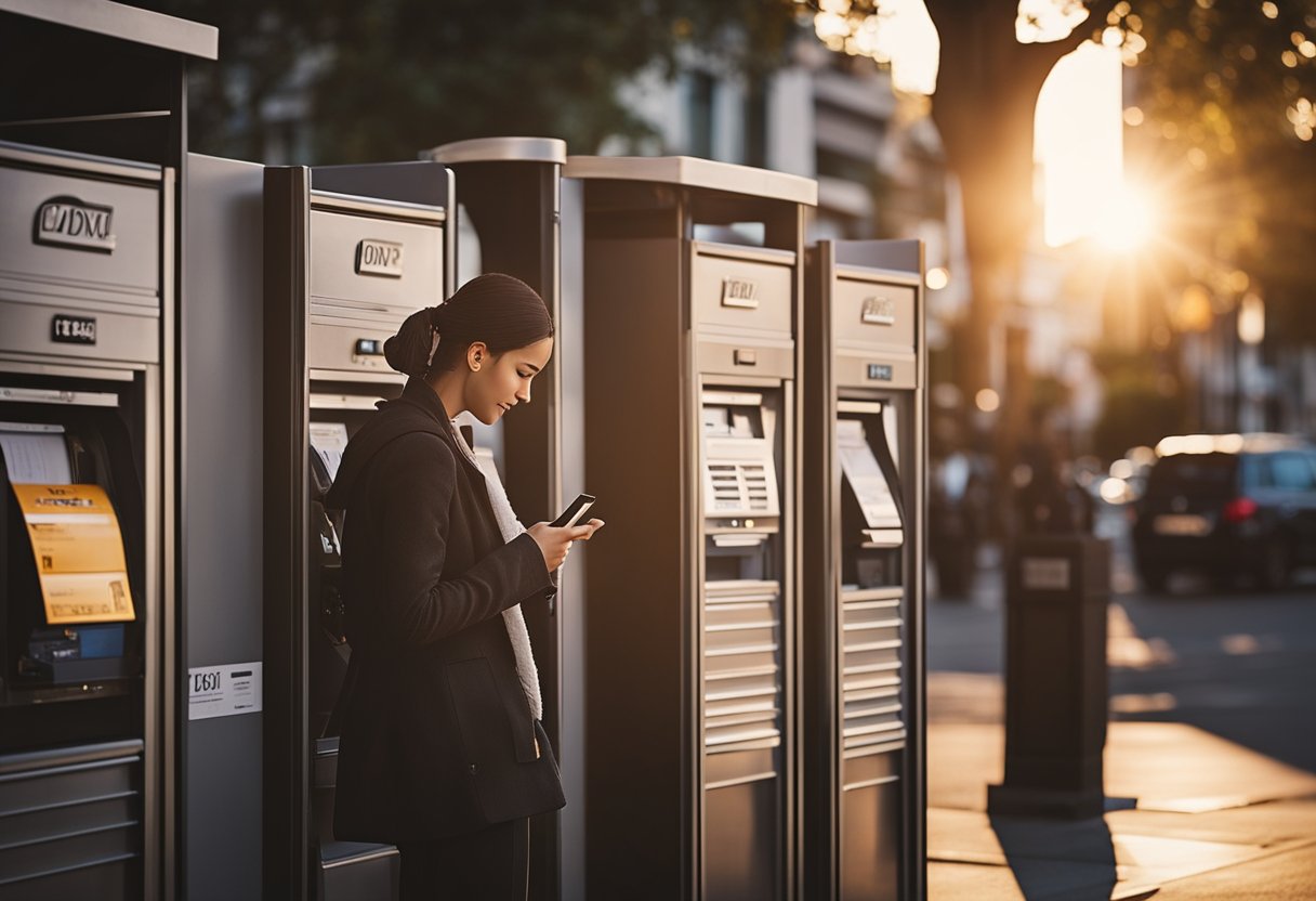 Uma pessoa espera ansiosamente pela caixa de correio, conferindo a hora no celular. O sol se põe enquanto os dias passam, até que finalmente, um pacote chega com o tão aguardado cartão de crédito dentro.