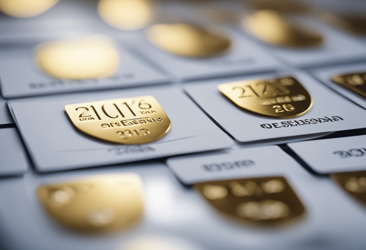 Um Ourocard dourado chegando pelo correio, cercado por um calendário com os dias passando.