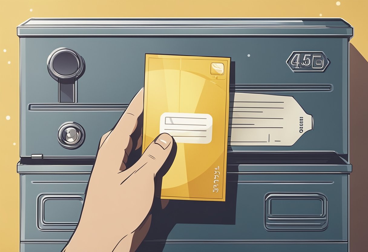 Uma pessoa recebendo um Ourocard pelo correio, abrindo o envelope e segurando o novo cartão com empolgação.